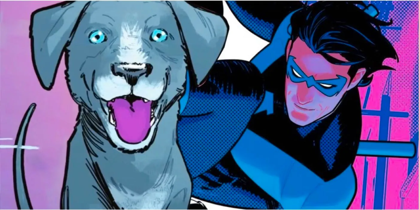 Nightwing Dick Grayson and Haley his dog puppy Image