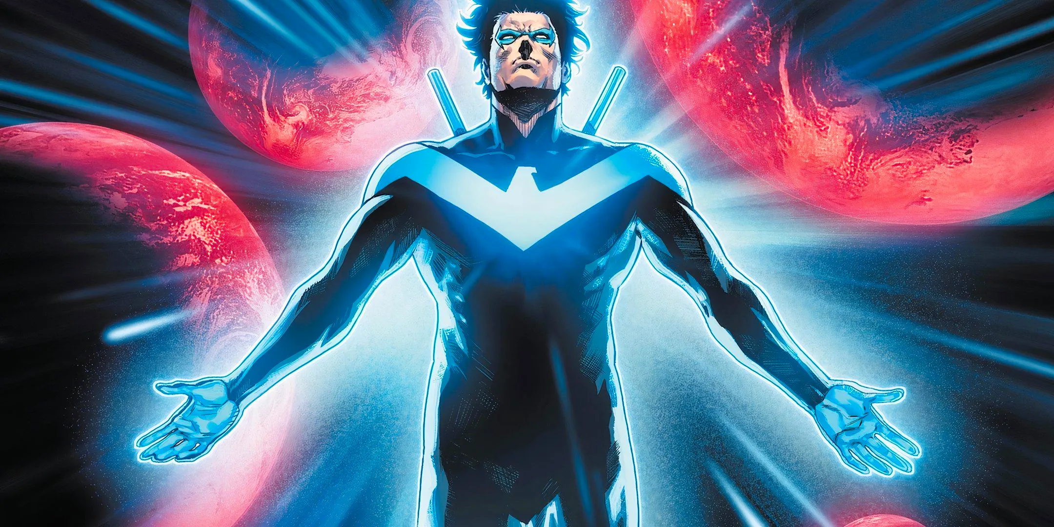 Nightwing Glowing Surrounded by Planets DC Image