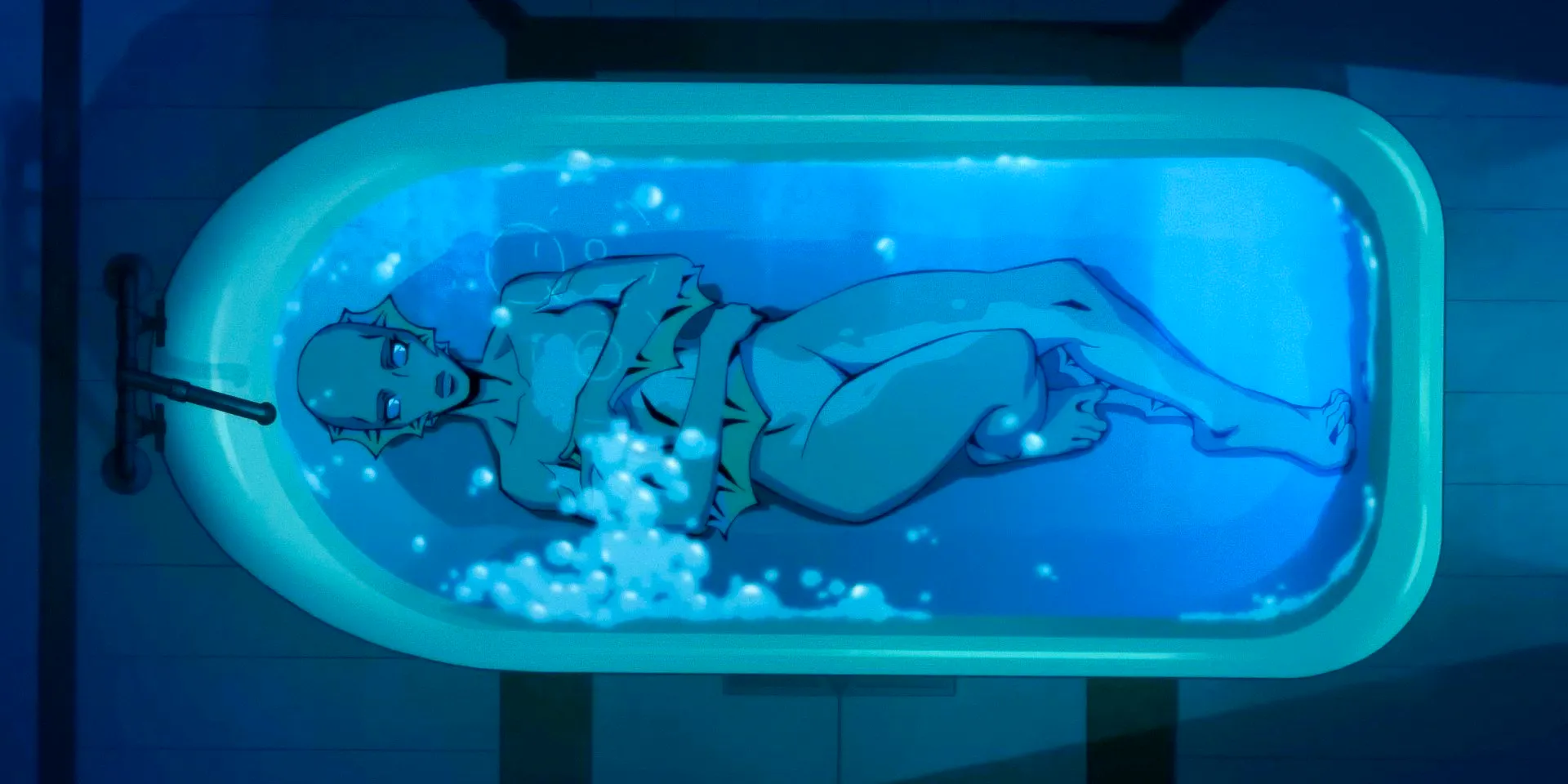 Nina Mazursky submerged in a bathtub in Creature Commandos Official Teaser Trailer (2024) Image