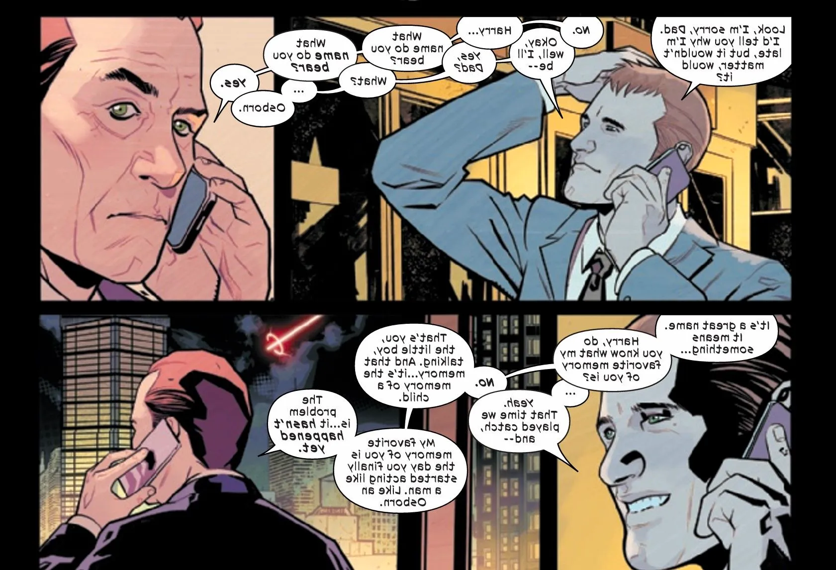 Norman Osborn belittles Harry Osborn in Ultimate Spider-Man #5 Image