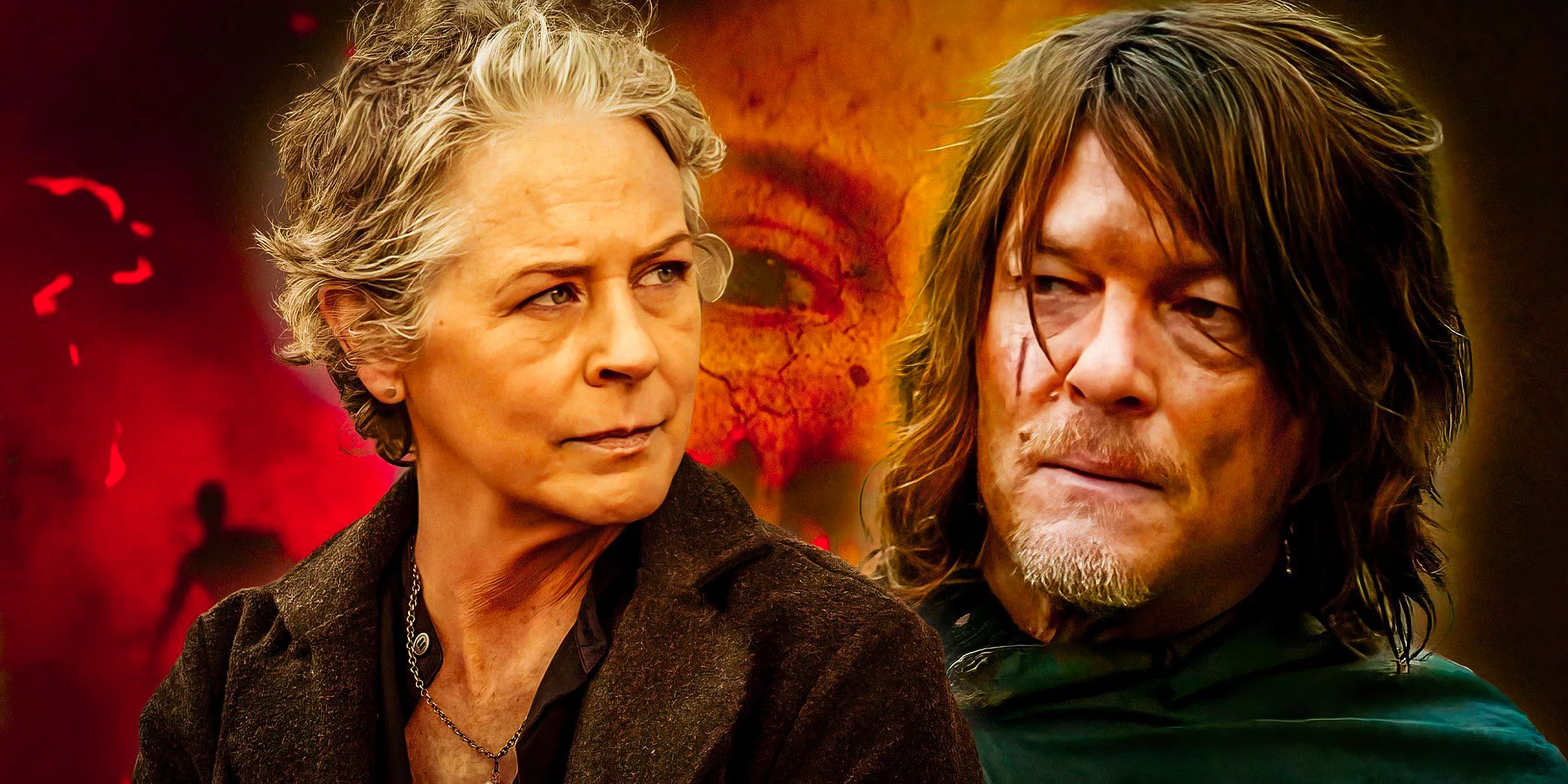 Norman Reedus as Daryl Dixon and Melissa McBride as Carol in The Walking Dead Image