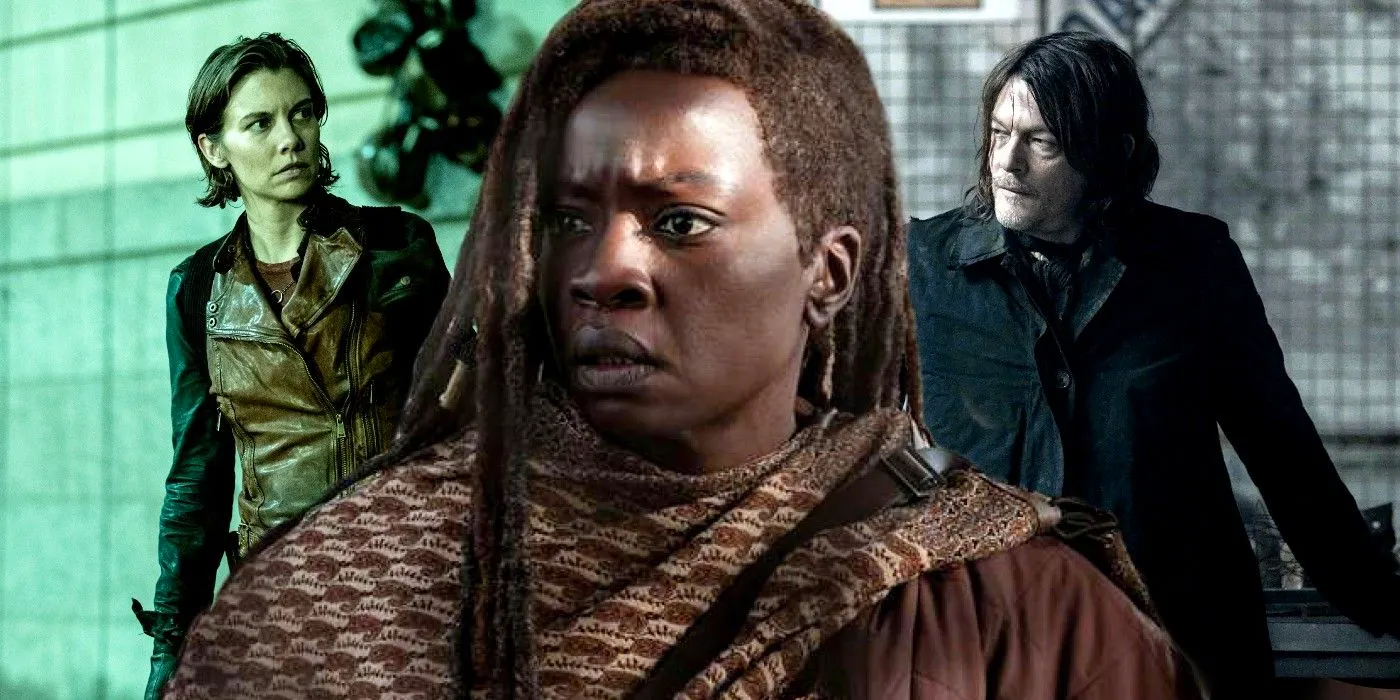 Norman Reedus as Daryl Dixon Danai Gurira as Michonne in Walking Dead The Ones Who Live and Lauren Cohan as Maggie in Dead City Image