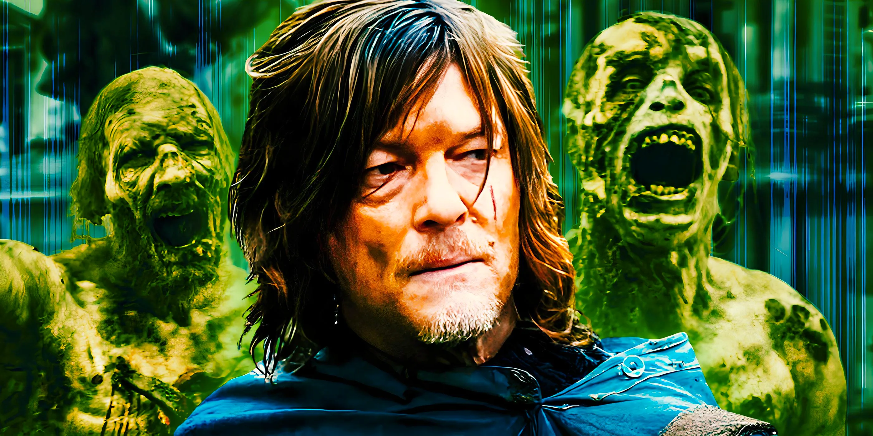 Norman Reedus as Daryl Dixon surrounded by zombies in The Walking Dead: Daryl Dixon Image