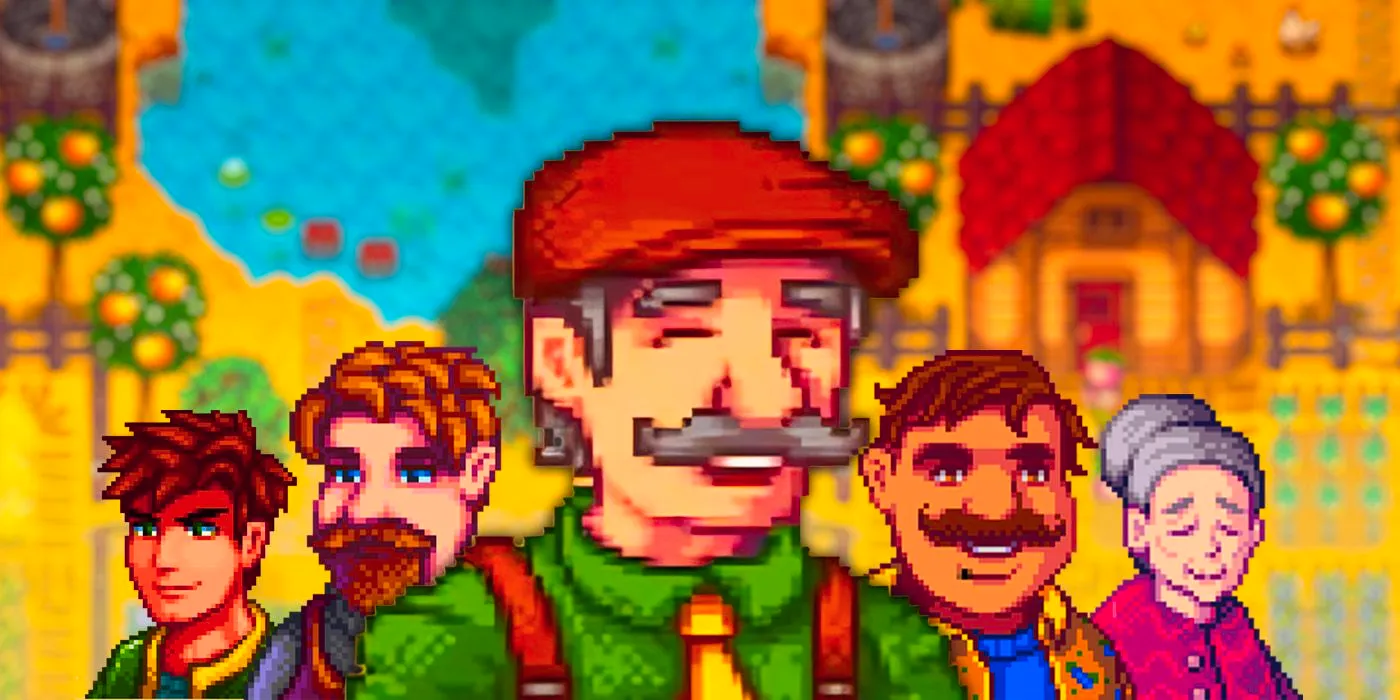 NPCs with a farmer and a farm from Stardew valley Image