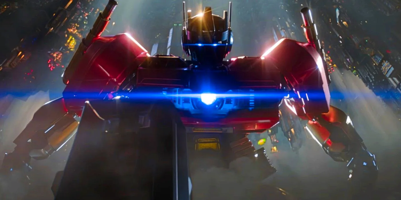 Optimus Prime landing in Transformers One Image