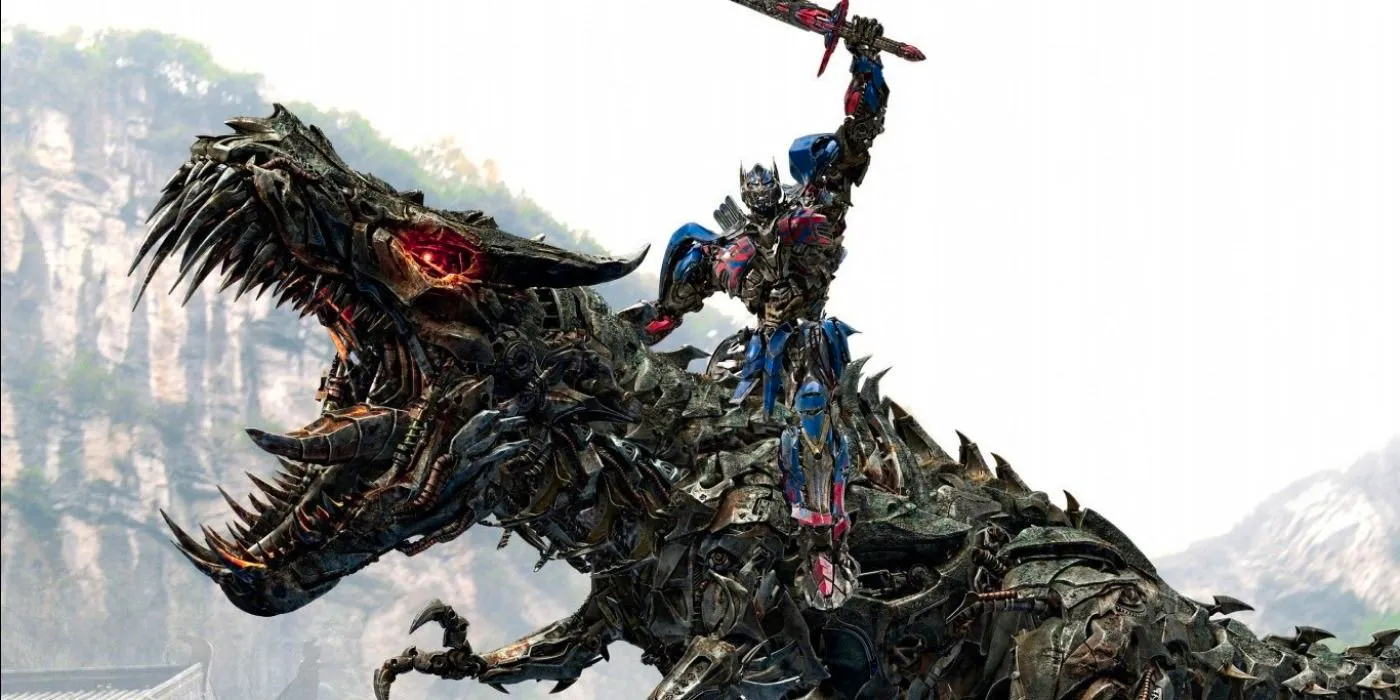 Optimus Prime riding Grimlock. Image