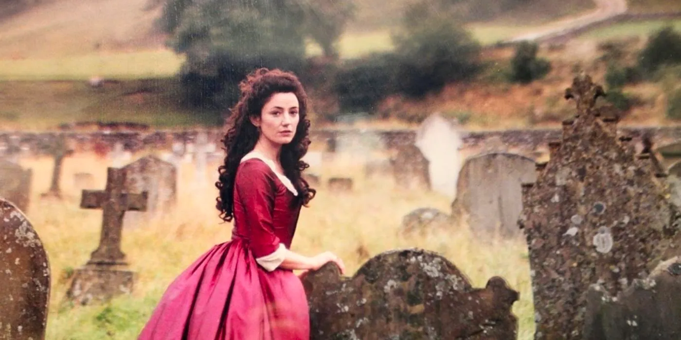 Orla Brady walking in a graveyard in Wuthering Heights Image