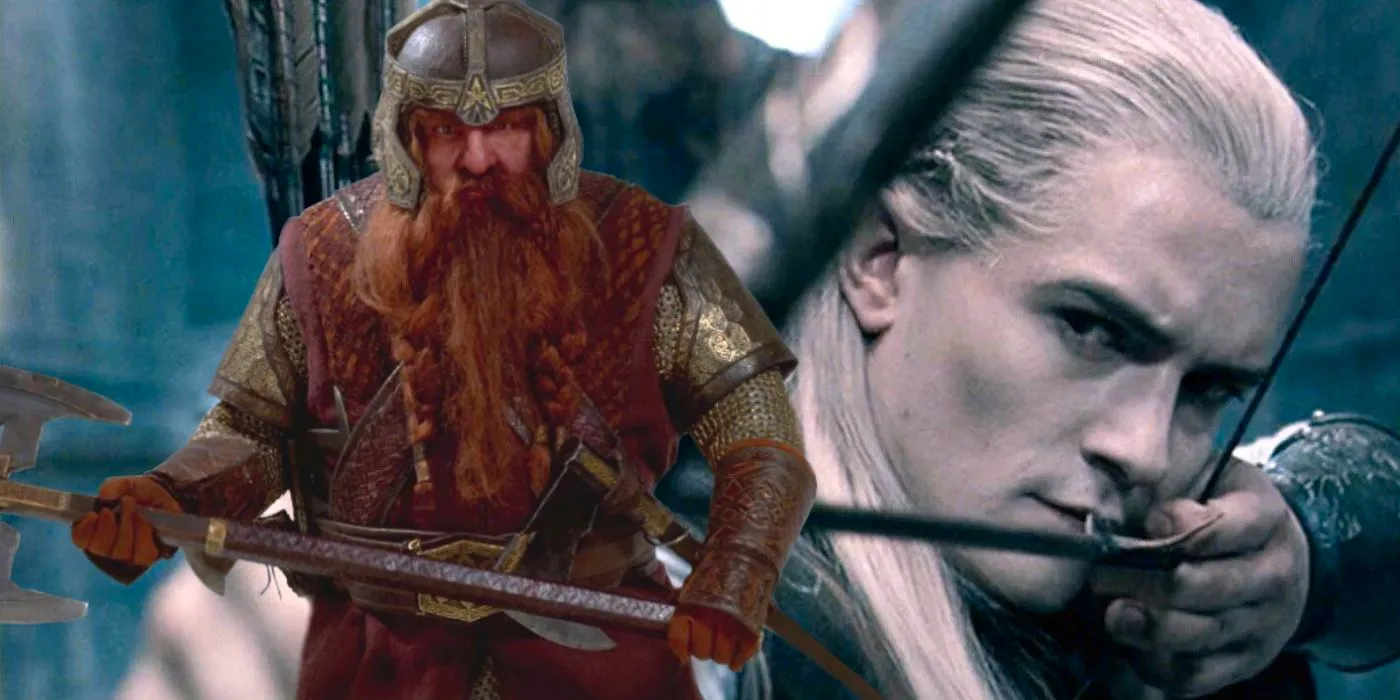 Orlando Bloom as Legolas and John Rhys-Davies as Gimli in The Lord Of The Rings Image