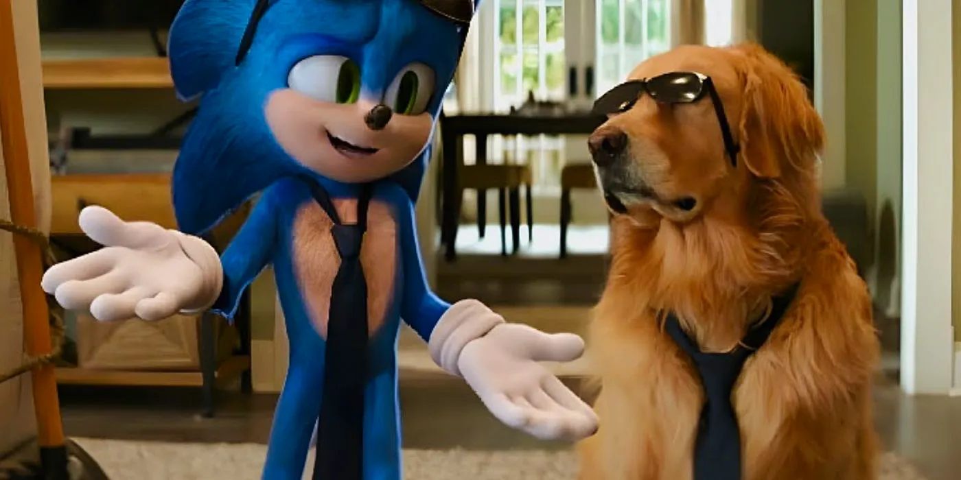 Ozzie the Dog and Sonic the Hedgehog wearing sunglasses Image