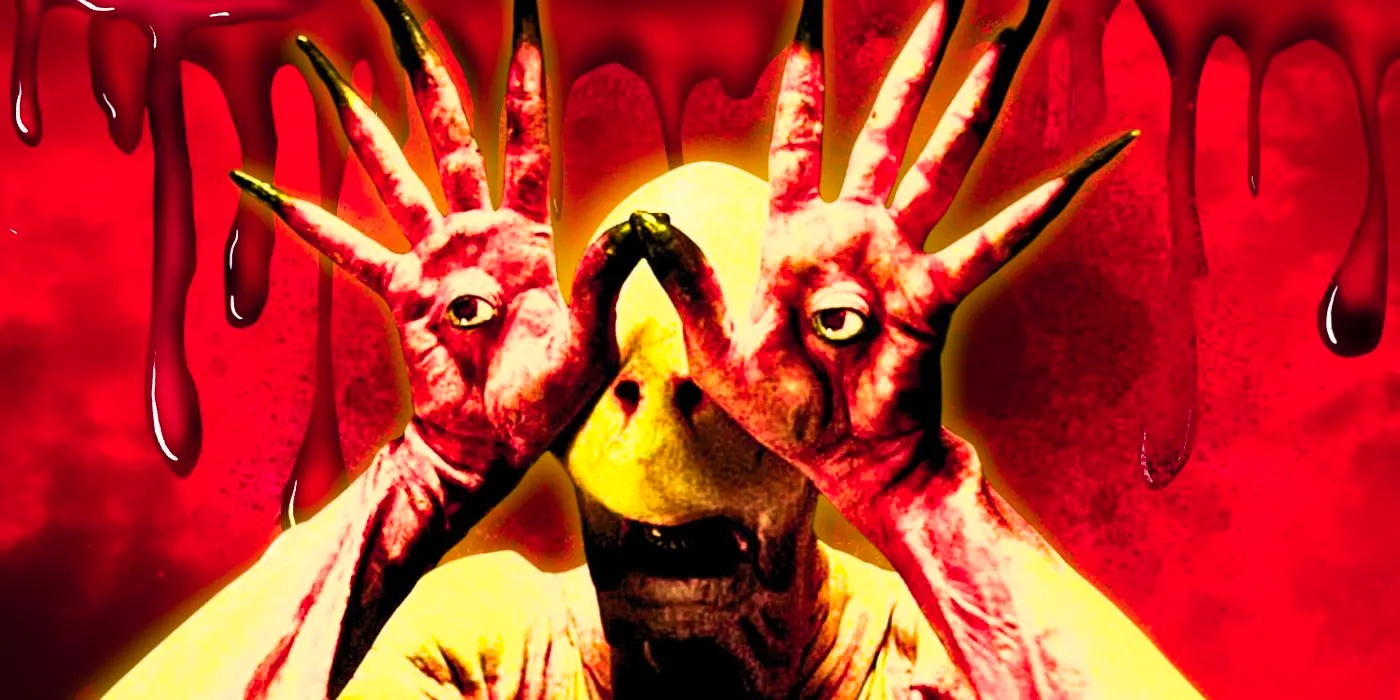 Pan's Labyrinth the Pale Man with a red and blood background Image