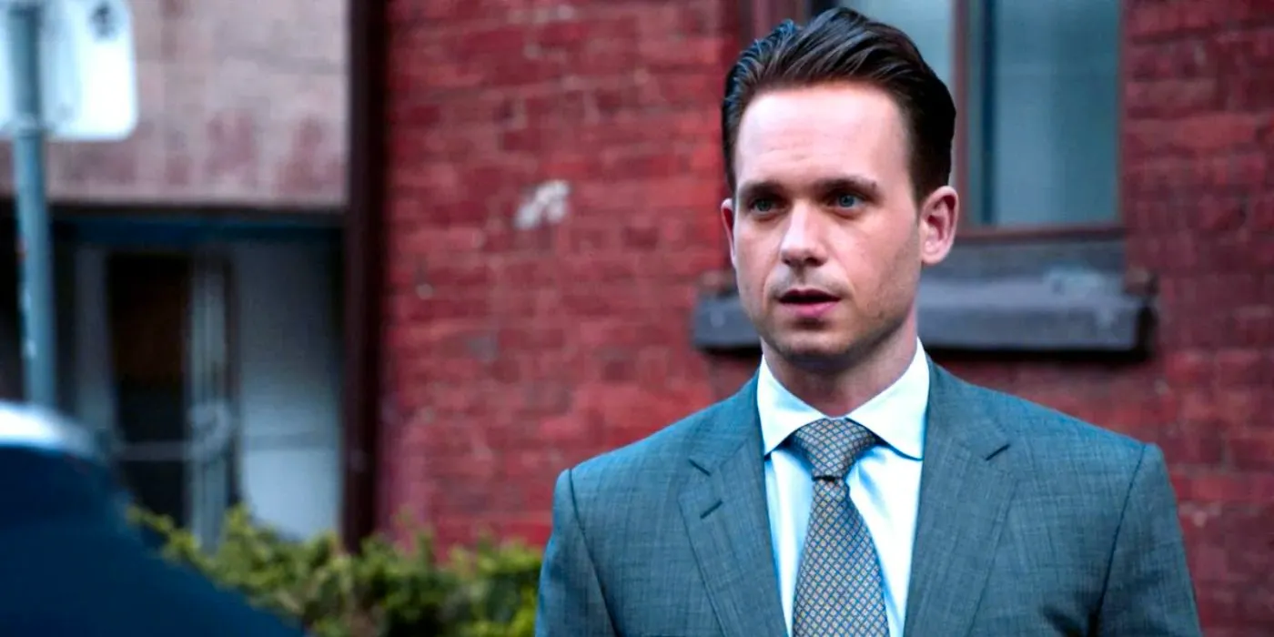  Patrick J. Adams as Mike Ross looking shocked in the Suits season 5 episode No Refills Image