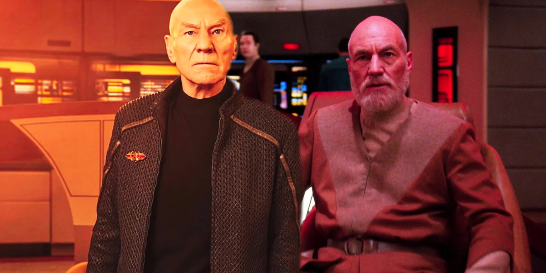 Patrick Stewart in the final episode of TNG and the final episode of Star Trek: Picard Image