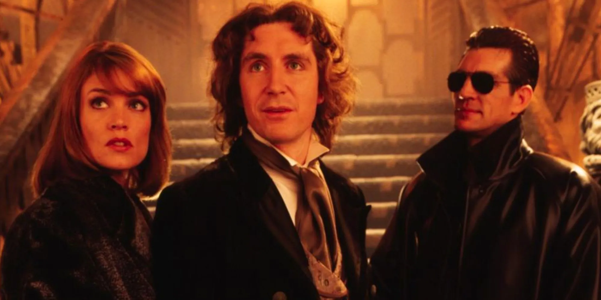 Paul McGann as the Eighth Doctor with Grace and the Master in the Doctor Who movie. Image