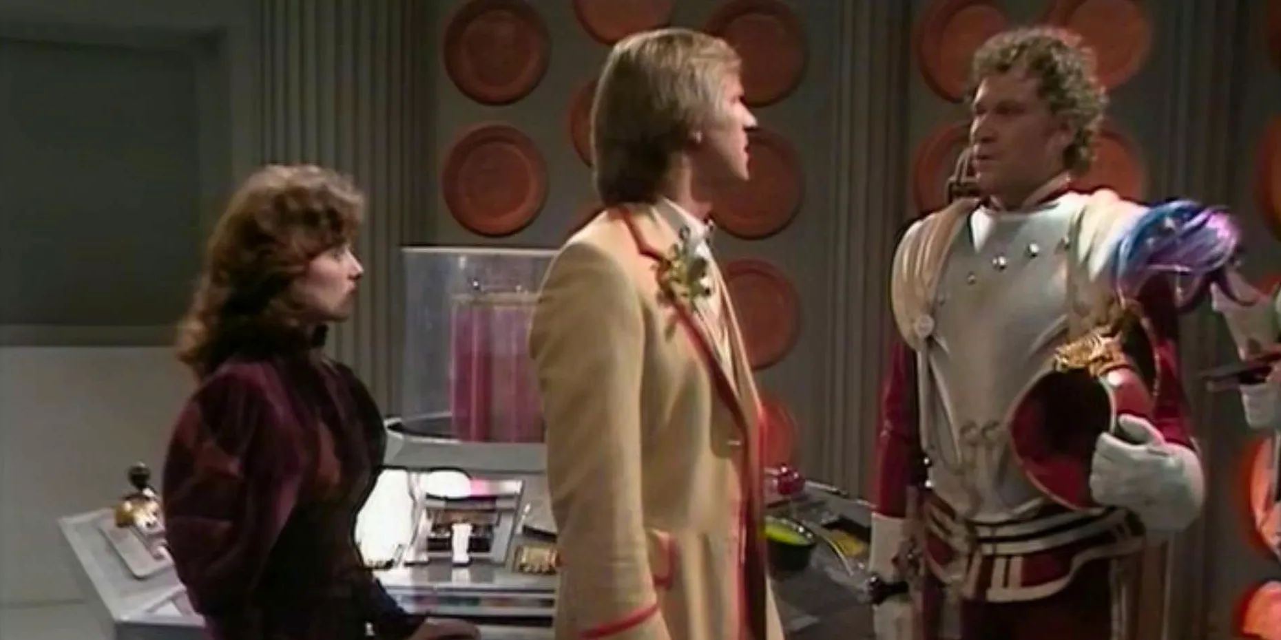 Peter Davison and Colin Baker in Doctor Who Arc of Infinity Image