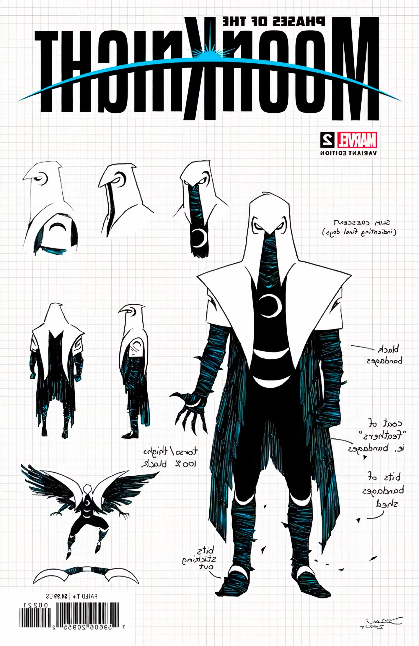 Phases of the Moon Knight #2 cover, featuring Declan Shalvey's concept art for the new Moon Knight design Image