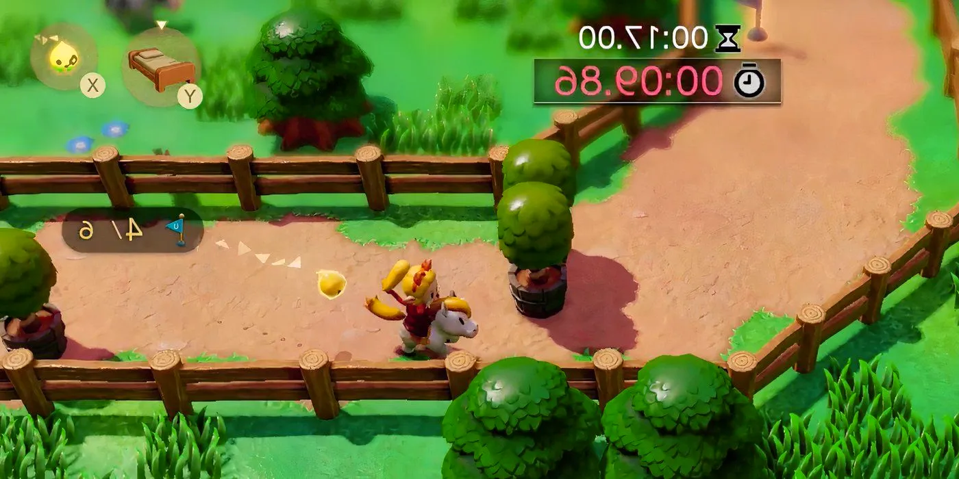 Player going around trees in The Legend of Zelda Echoes of Wisdom Flag Race Short Course Image