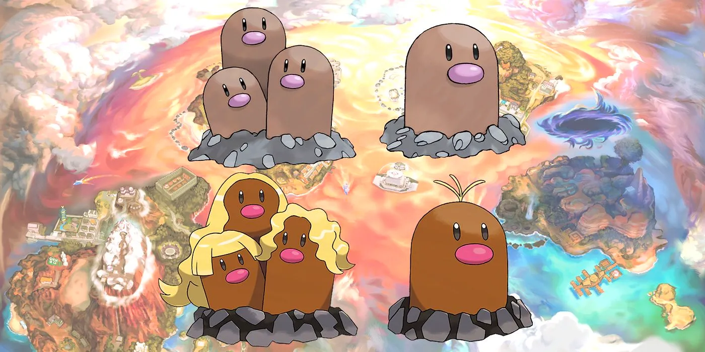 Pokemon Regional Variants Alolan Diglett Dugtrio comparison. Image