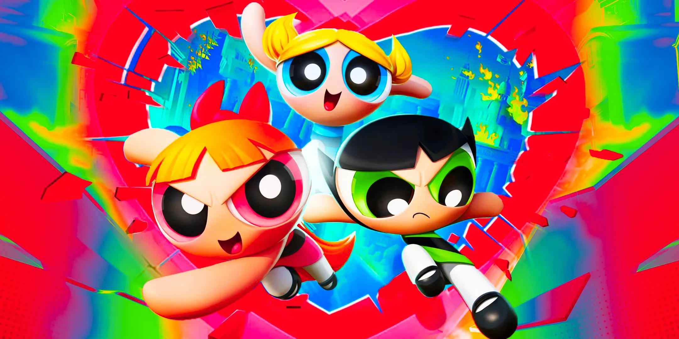 Powerpuff girls from Multiversus doing action poses Image