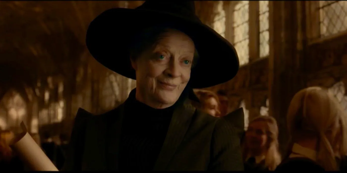 Professor Minerva McGonagall Smiling in Harry Potter and the Half-Blood Prince Image