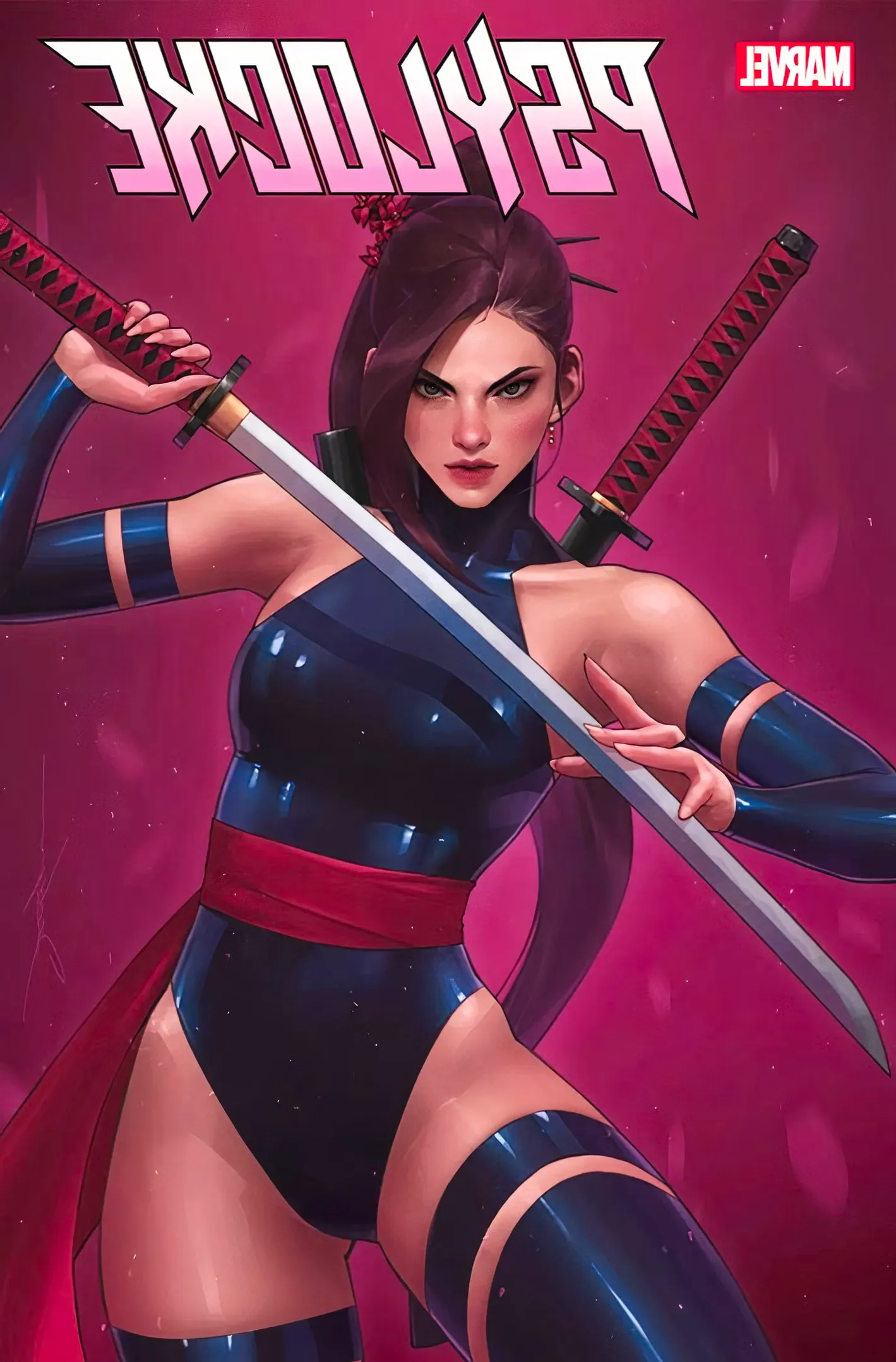 Psylocke #2 variant cover, Kwannon in her classic outfit holding up a physical sword Image