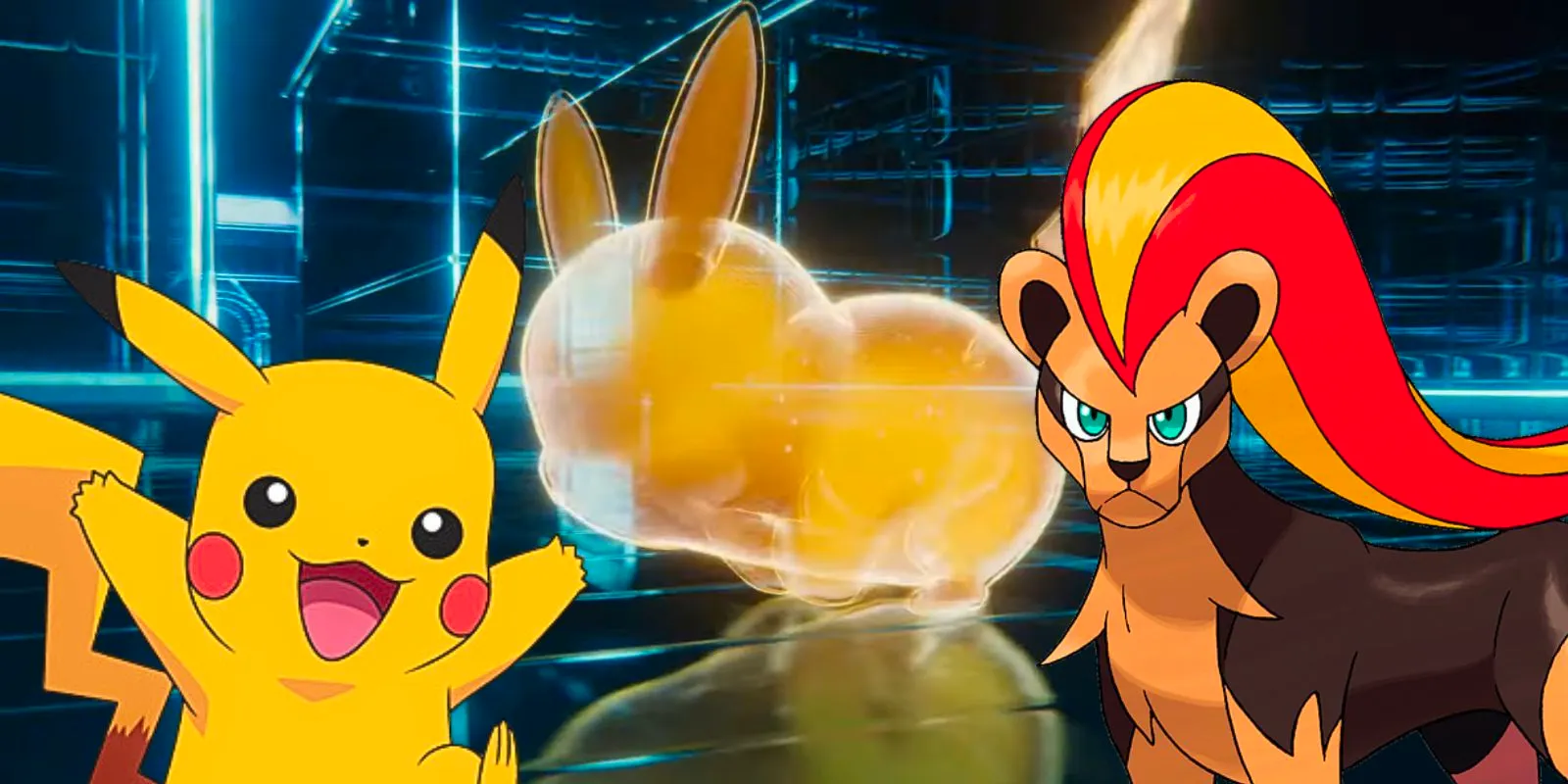 Pyroar and Pikachu in front of the pikachu for Pokemon Legends Z A Image