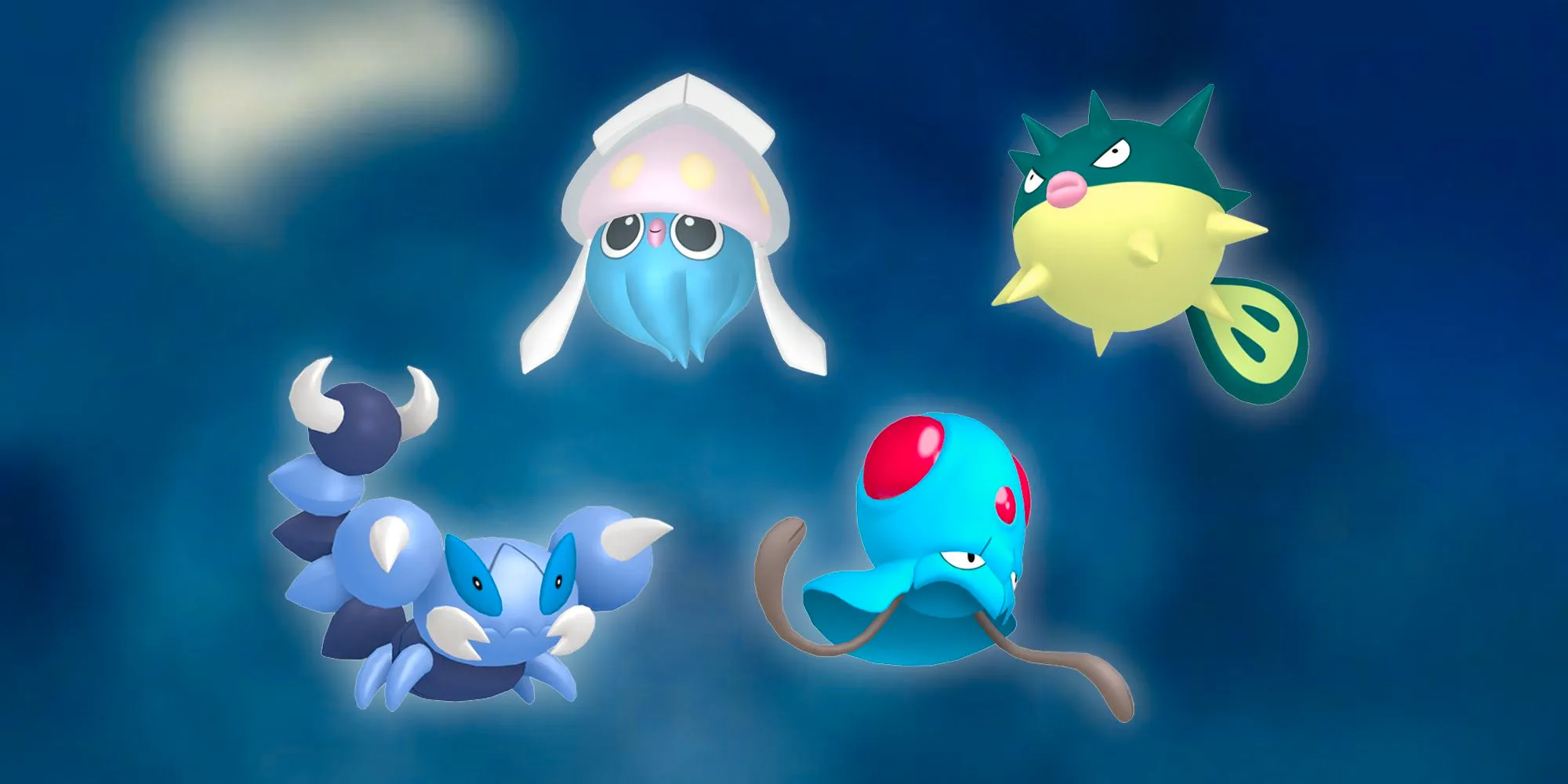 Qwilfish, Inkay, Tentacool, and Skorupi in Pokemon GO Image