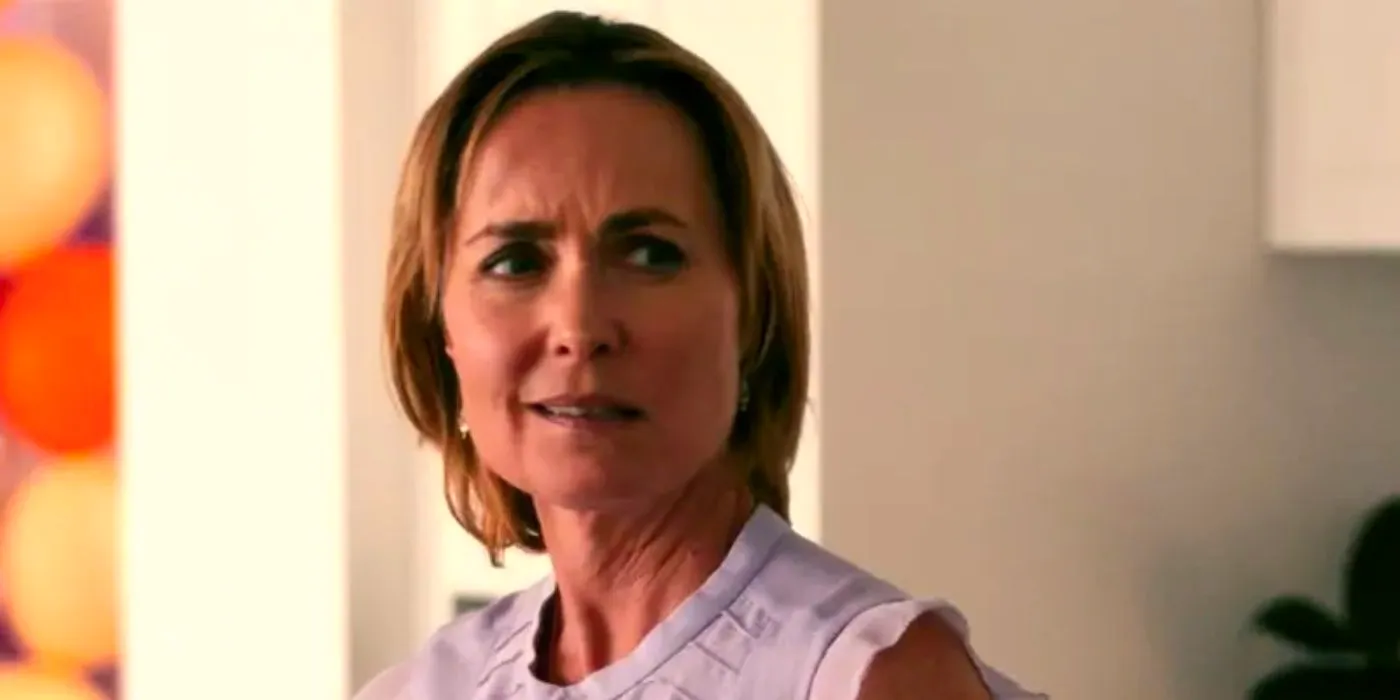 Radha Mitchell as Kelly looking amused in Troppo. Image