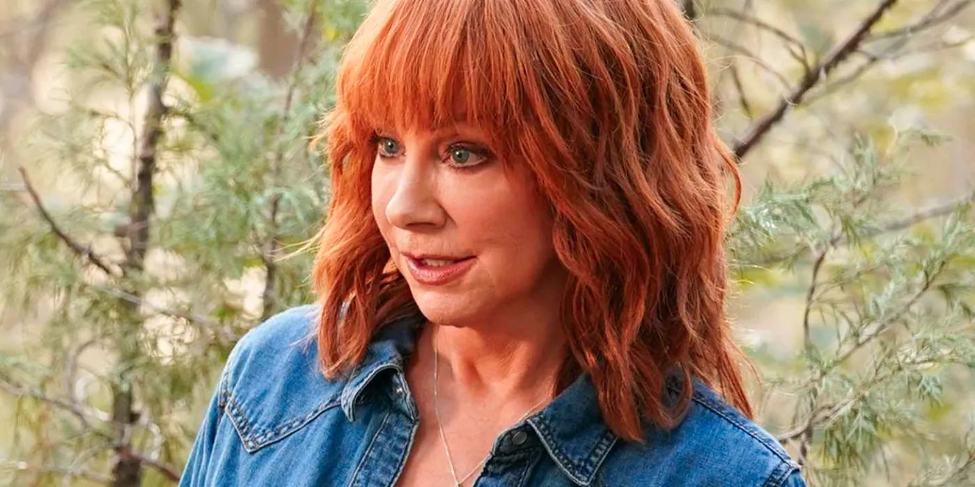 Reba McEntire looks annoyed in Big Sky with trees in the background Image