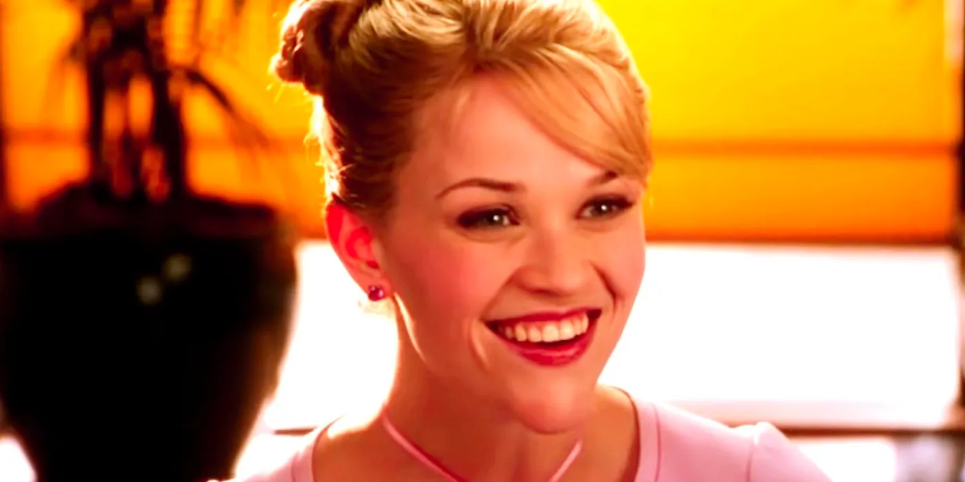 Reese Witherspoon as Elle Woods Smiling in a Salon in Legally Blonde 2 Red White and Blonde Image