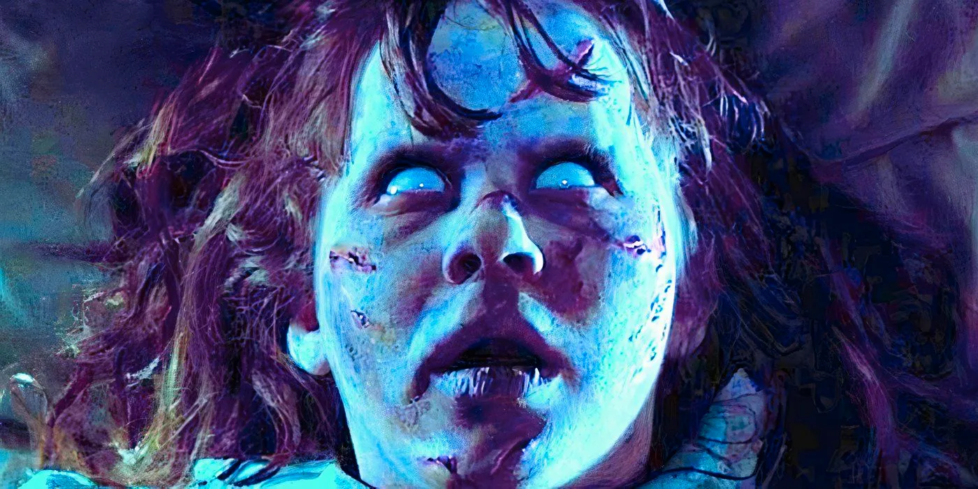 Regan MacNeil possessed with white eyes in The Exorcist Image