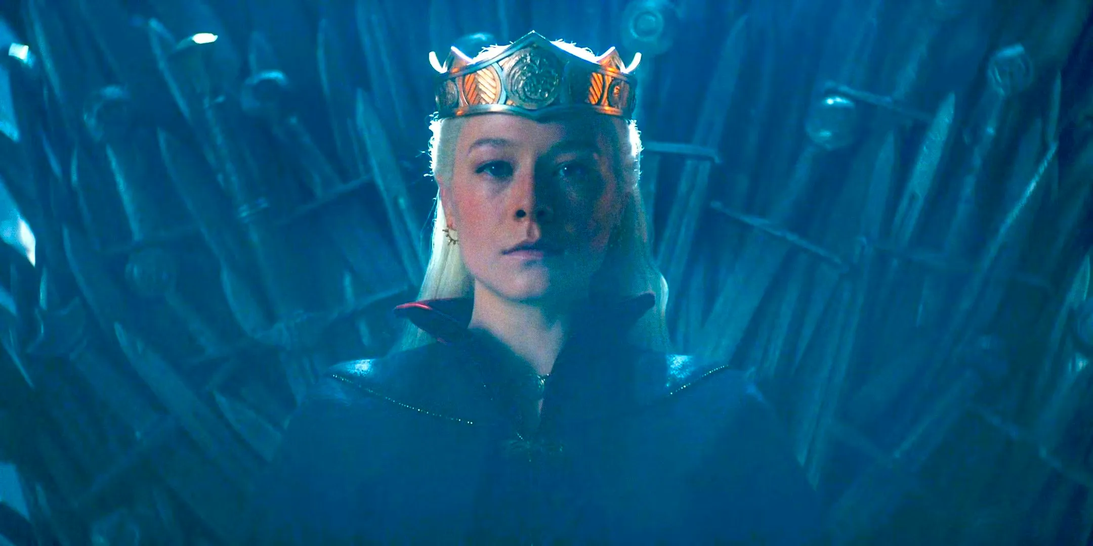 Rhaenyra sitting on the Iron Throne in House of the Dragon Season 2 Episode 8 Image