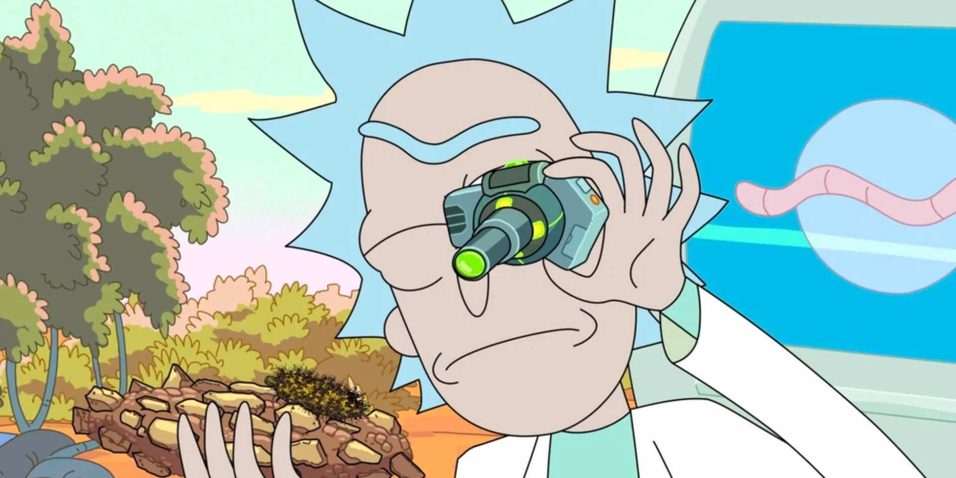 Rick examines a cob in Rick and Morty Image