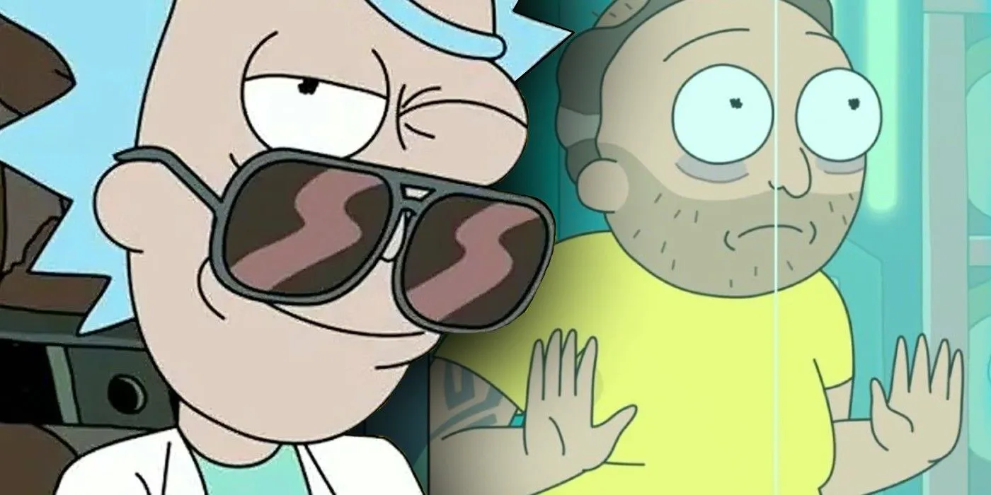 rick winking in front of an older morty Image