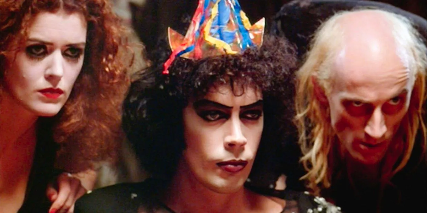 Riff Raff, Frank-N-Furter, and Magenta all glaring at Dr Scott in Rocky Horror Image