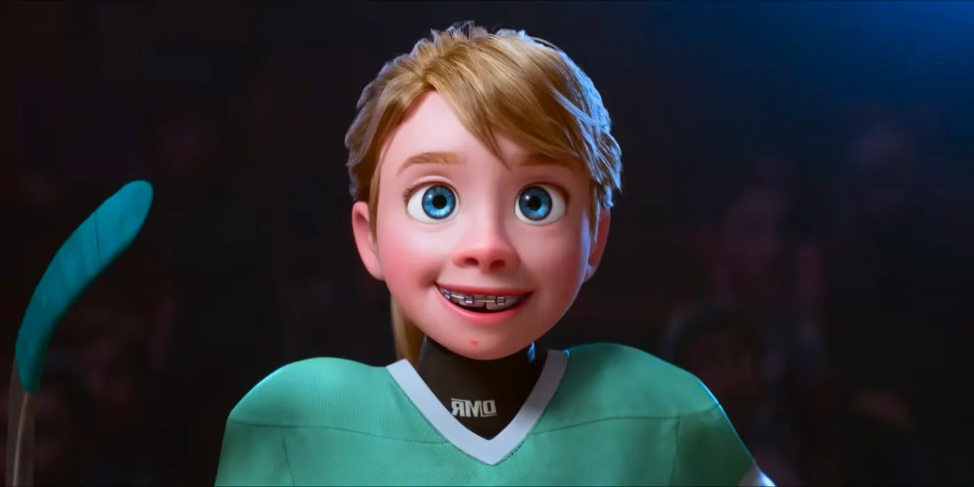 Riley Andersen about to take the ice in her hockey gear in Inside Out 2 Image