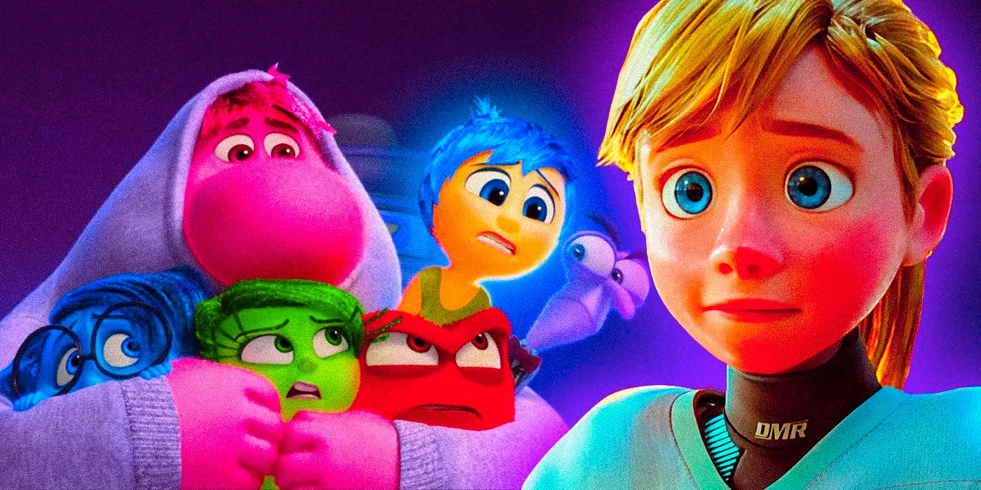 Riley, Fear, Joy, Anger, Disgust, Embarrassment, and Sadness in Inside Out 2. Image