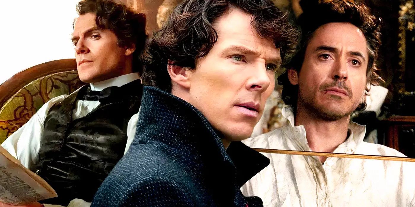 Robert Downey Jr., Benedict Cumberbatch and Henry Cavill playing variations of Sherlock Holmes Image