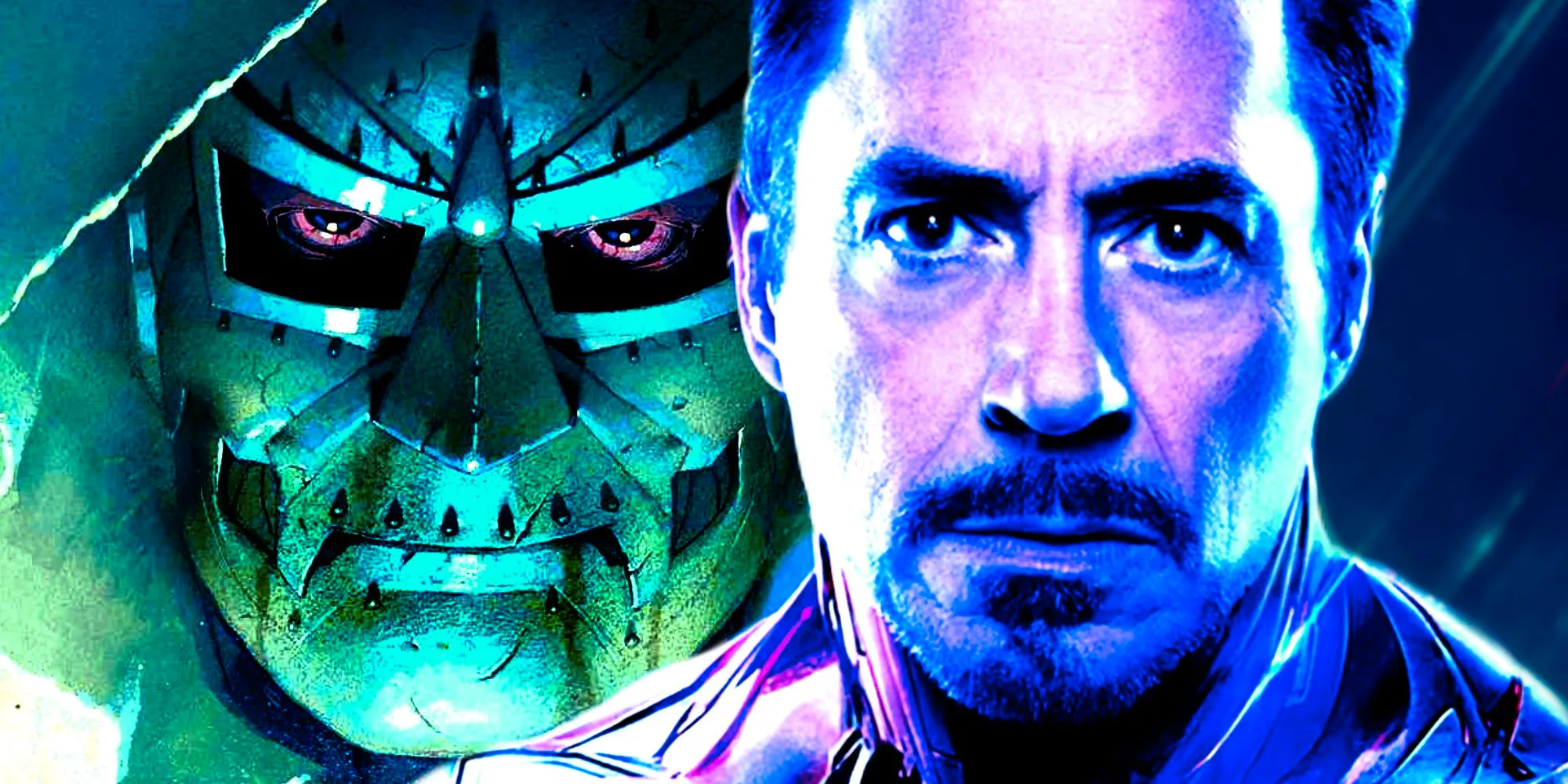 Robert Downey Jr playing Iron Man in Avengers Endgame and Doctor Doom in Marvel's Secret Wars Image