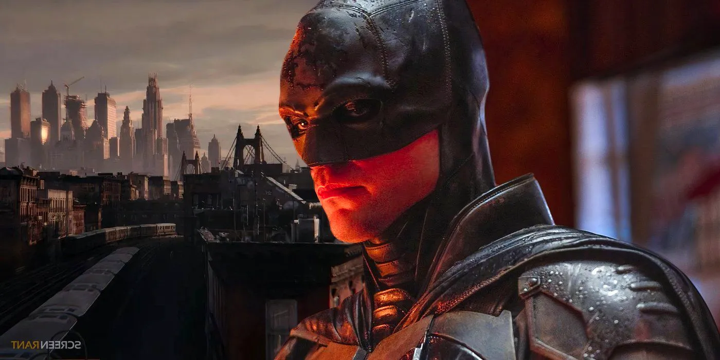 Robert Pattinson's Batman in The Batman and Gotham City in The Penguin Image