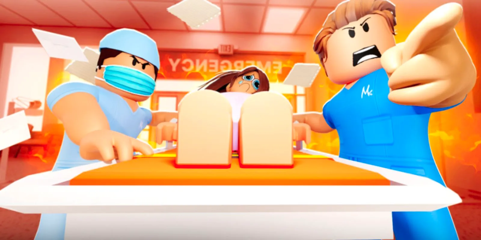 Roblox Maple Hospital with a woman on a stretcher Image