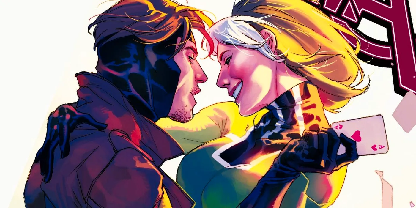 Rogue and Gambit embracing romantically Image