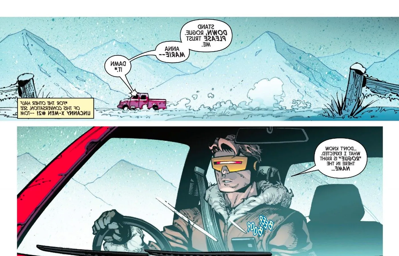 Rogue hangs up on Cyclops on the phone in X-Men #3 Image