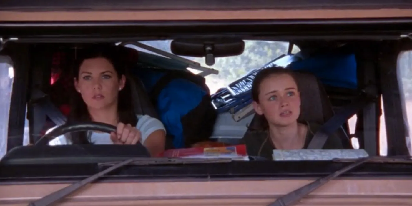 Rory and Lorelai are in a truck driving in Gilmore Girls. Image