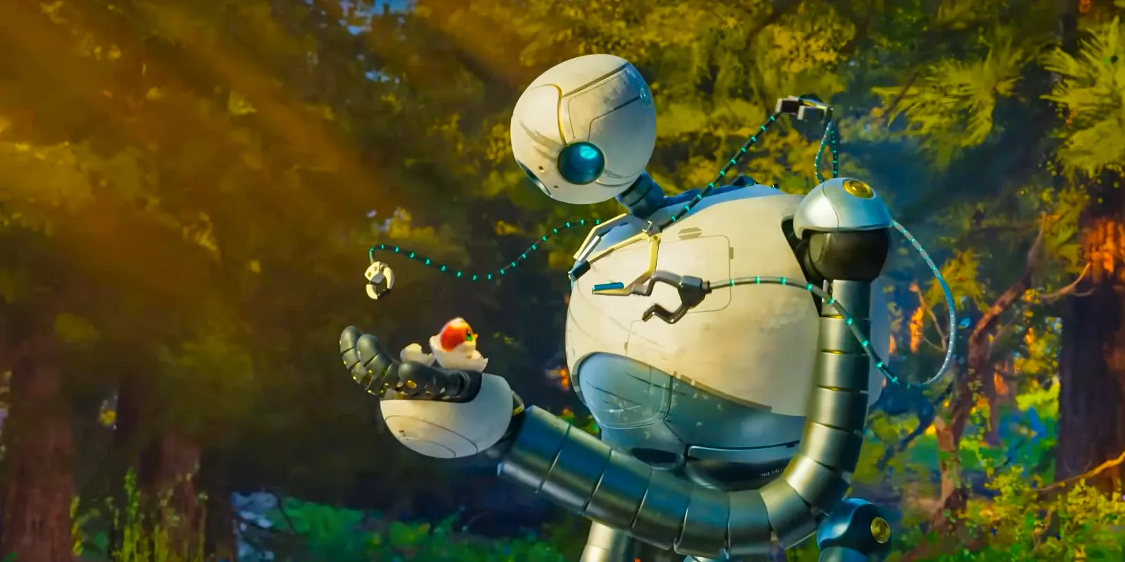 Roz holding a duckling in The Wild Robot Image