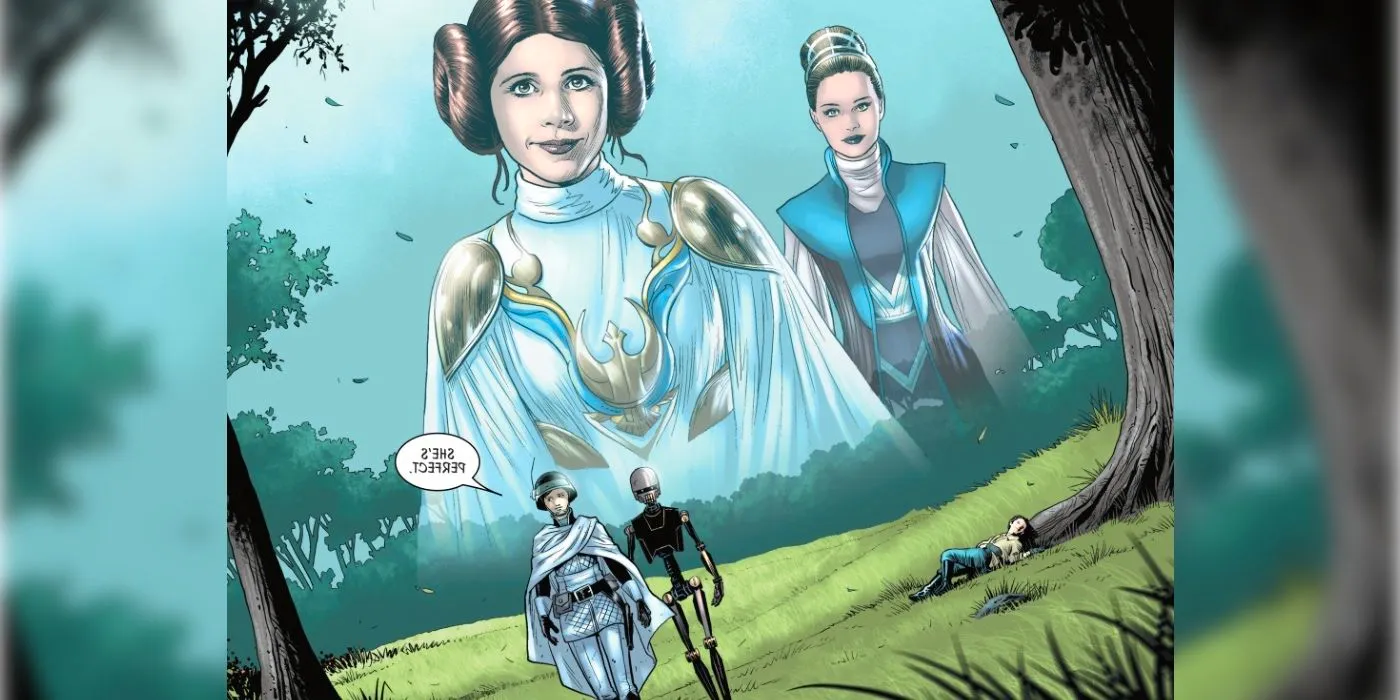 Sabé's vision of Leia and Padmé in Darth Vader #50 Image