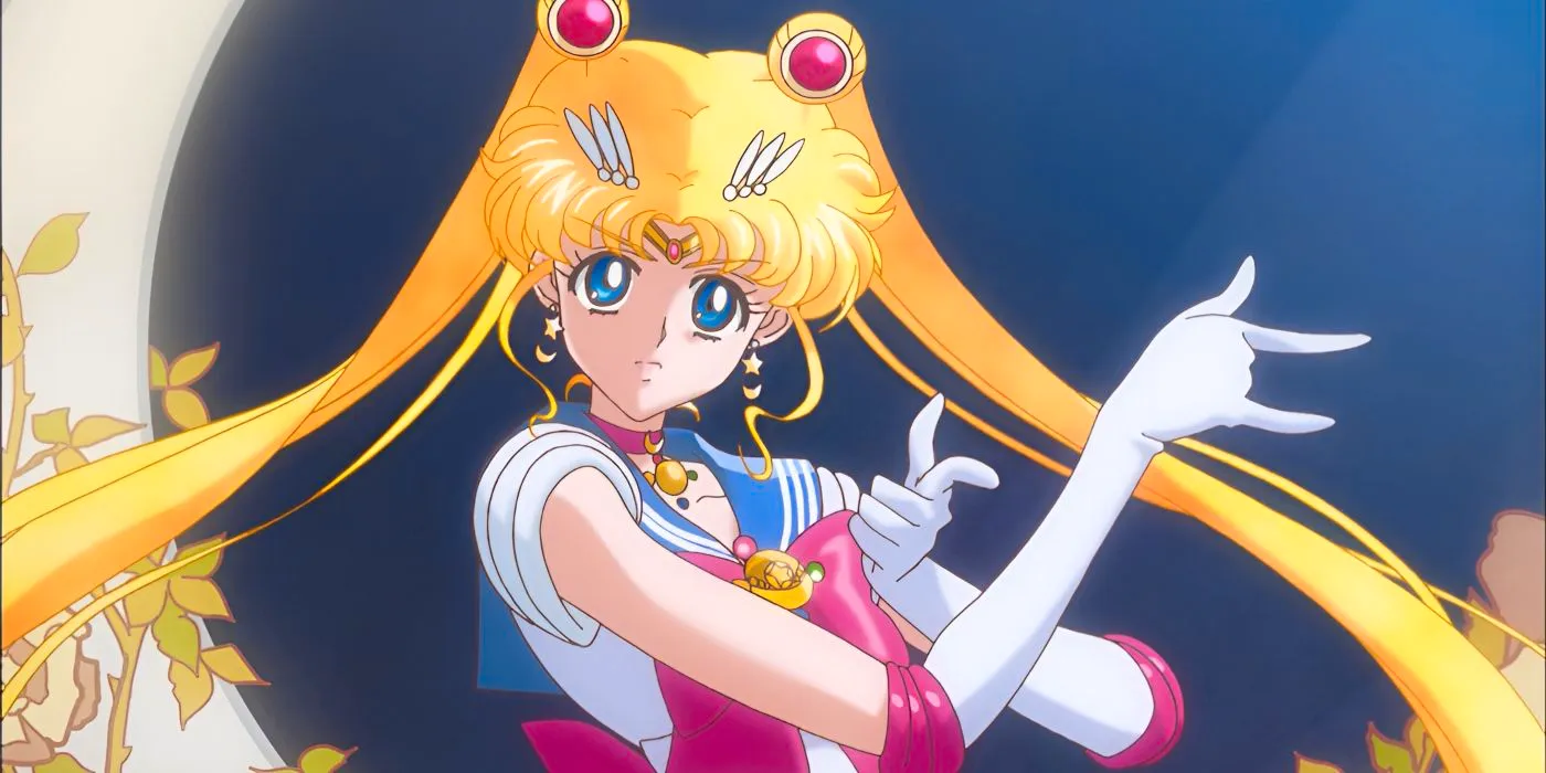 Sailor Moon shows her iconic pose from Sailor Moon Crystal. Image