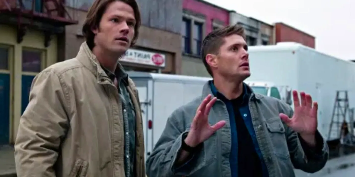 Sam and Dean Winchester looking confused in the episode The French Mistake Image