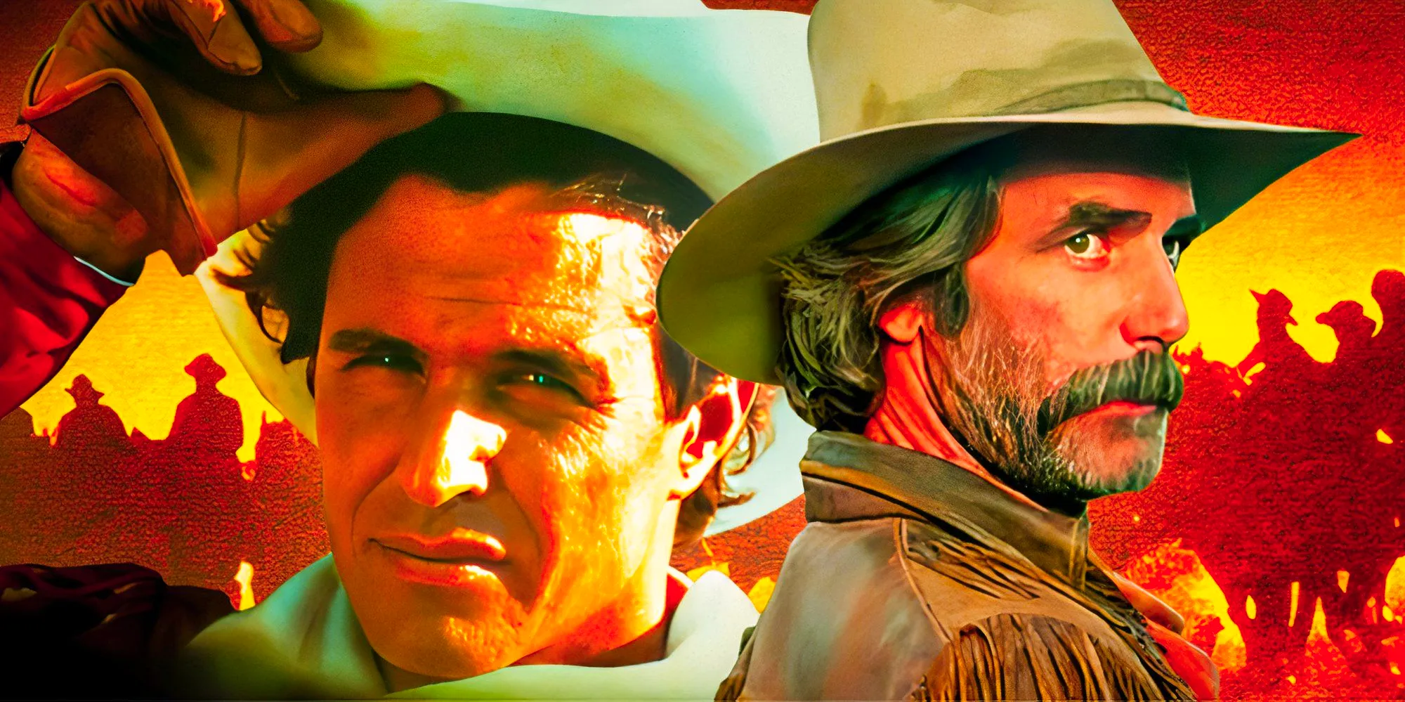 Sam Elliott in The Quick and the Dead with Tom Berenger in Rustlers' Rhapsody Image