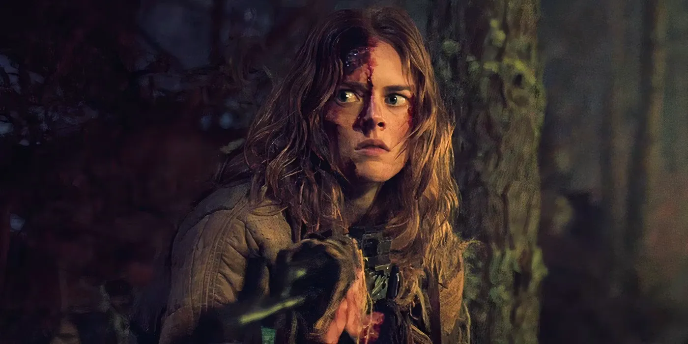 Samara Weaving in Azrael holding a gun Image