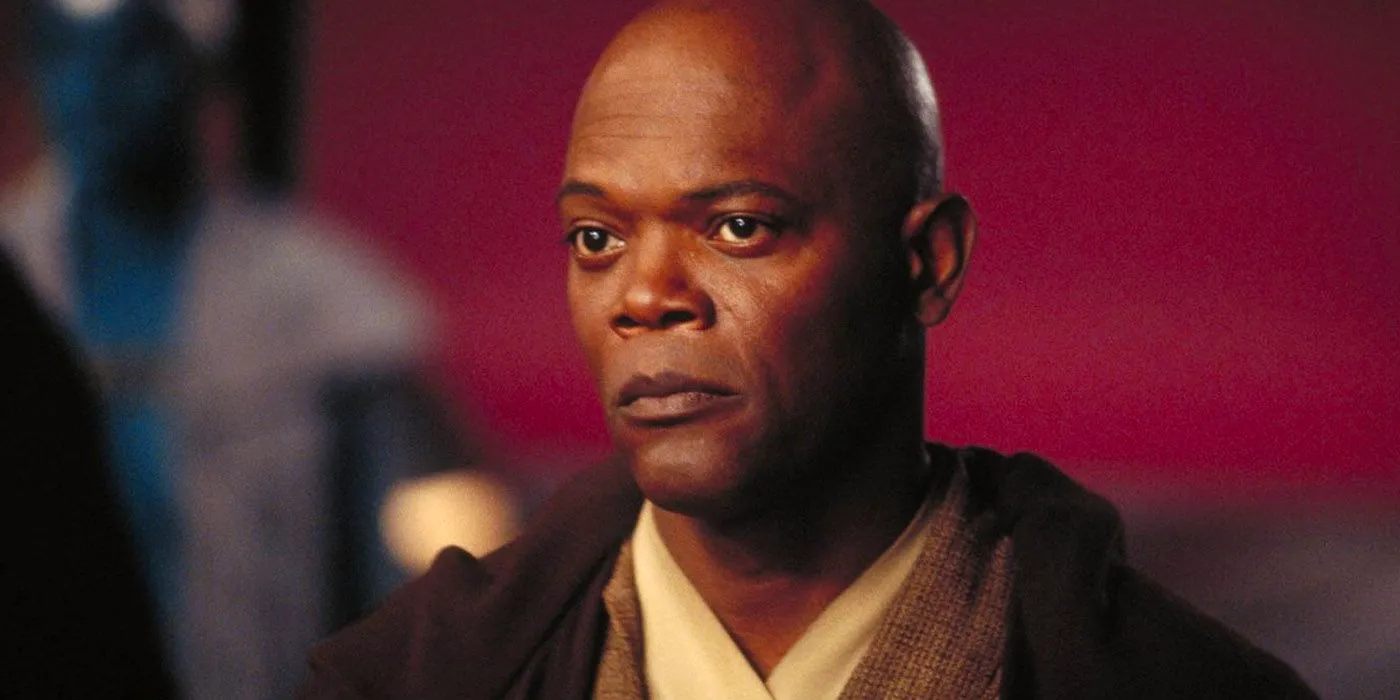 Samuel L. Jackson as Mace Windu in Star Wars: Attack of the Clones looking supsicious Image